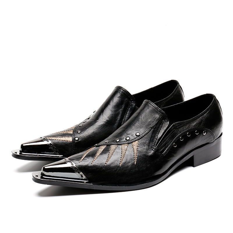 white christmas dresses Dolce & Gabbana Black Leather Studded Derby Men Dress Shoes EU44/US11