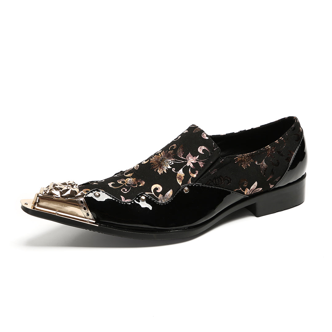 gold boho bridesmaid dresses Mauri 4901 Alligator Studded Dress Shoes Black 12 main image 1