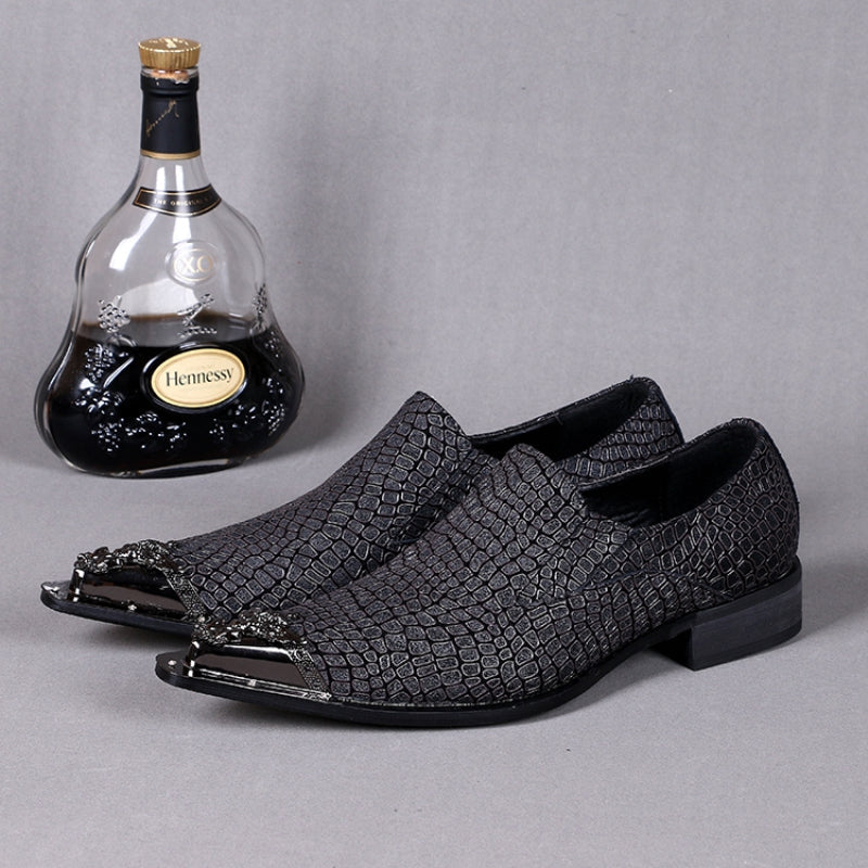 Dola Black Shadow Alligator Dress Shoes #8077  DolaShoes