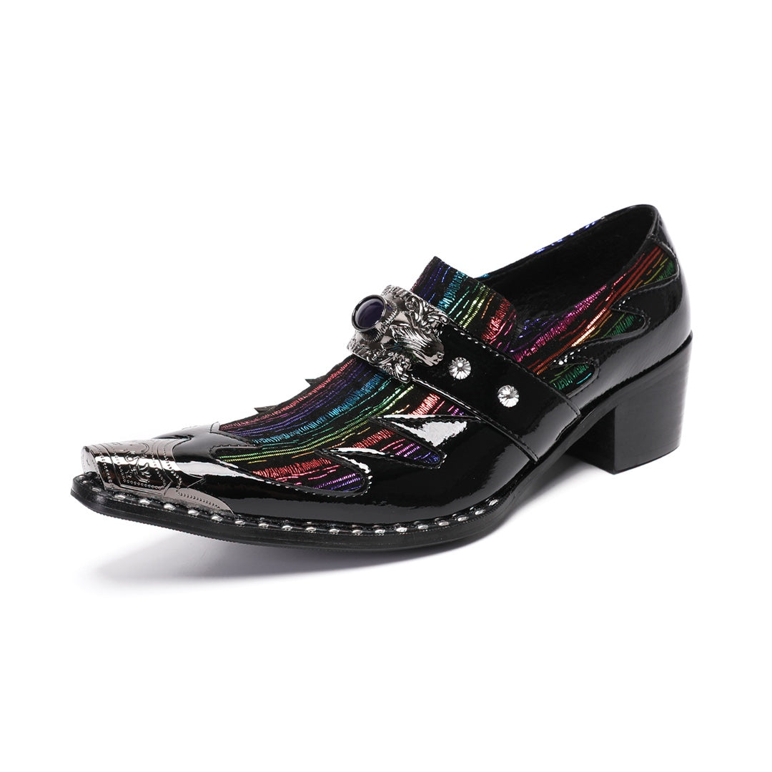 metal toe dress shoes Mens Rainbow Patent Leather Shoe Stay dressy and safe Women's Cream High Neck Size:L/XL (Women's 12.5-15/Men's 12-14.5) Lining_DY1-3E