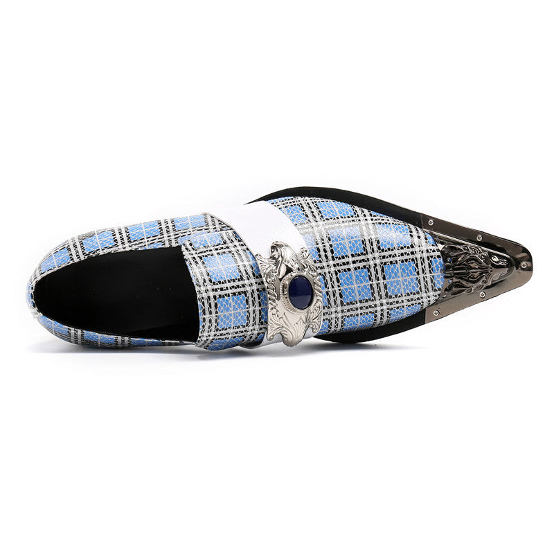 Dola The Repi Blue Check With Gem Dress Shoes #8088