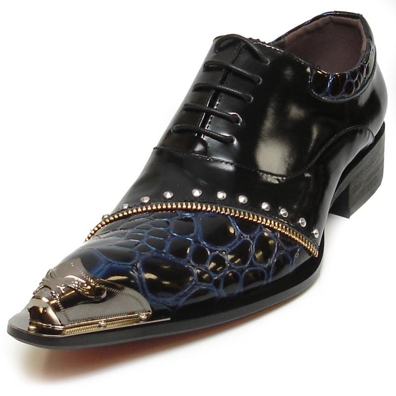 Dola Black Crocodile Dress Shoes #8052