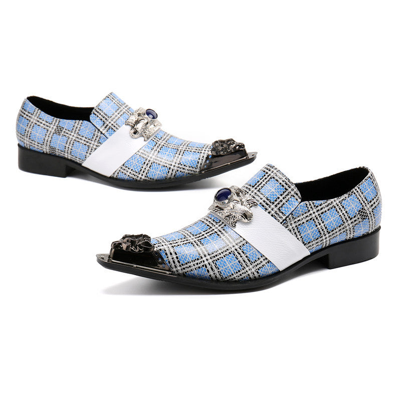 Dola The Repi Blue Check With Gem Dress Shoes #8088