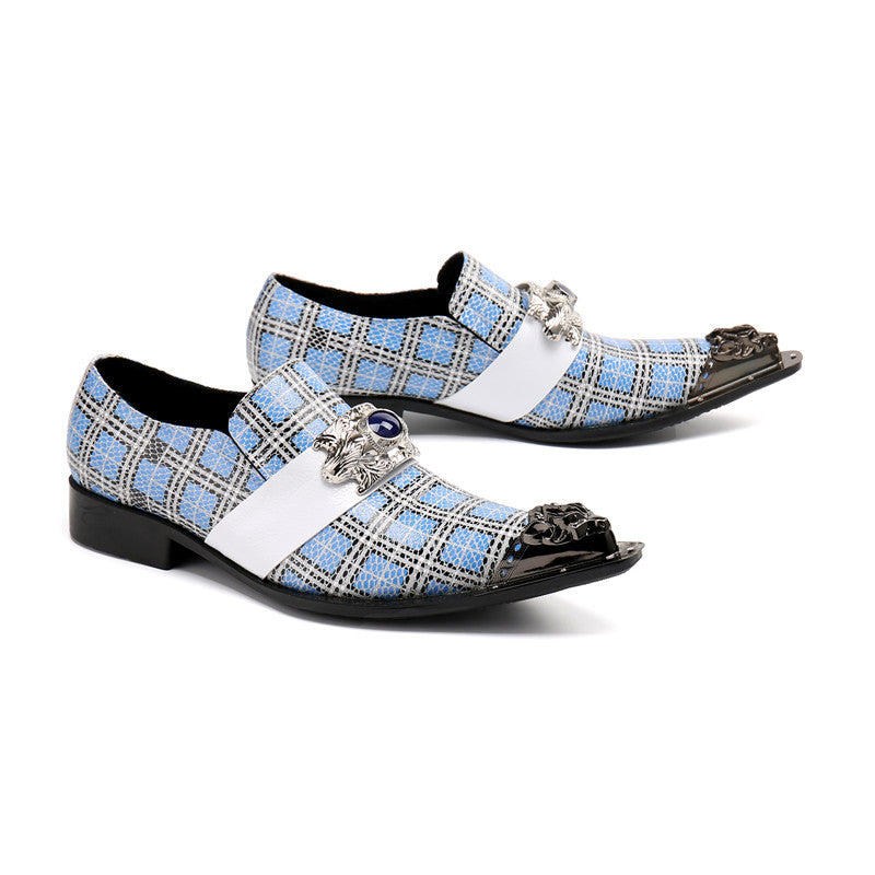 Dola The Repi Blue Check With Gem Dress Shoes #8088