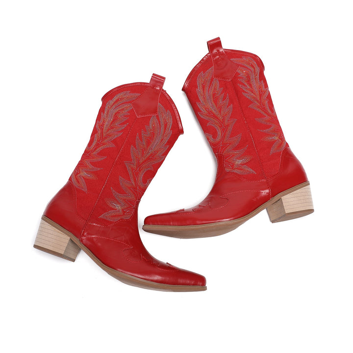 Crimson Suede High Boots #4011