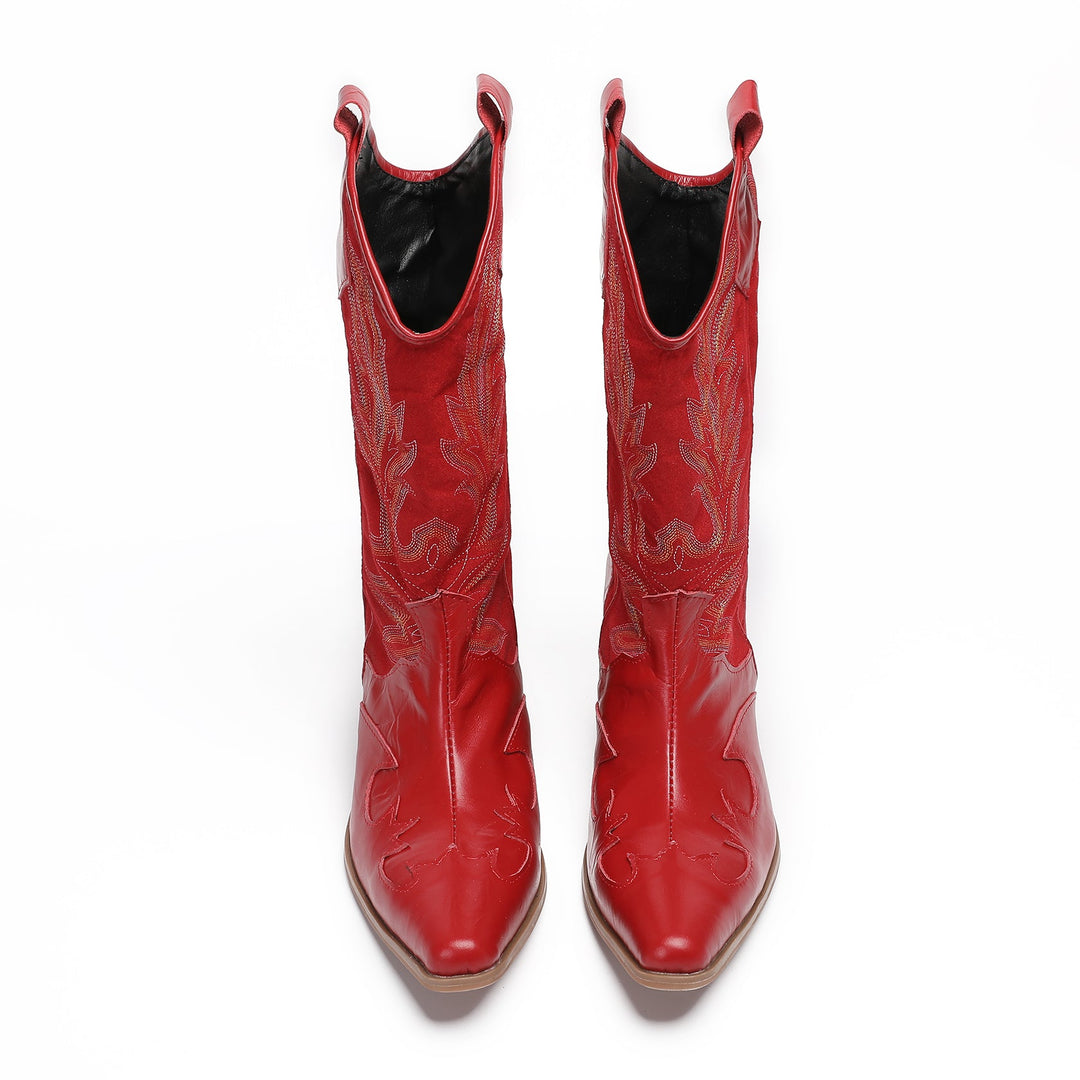 Crimson Suede High Boots #4011