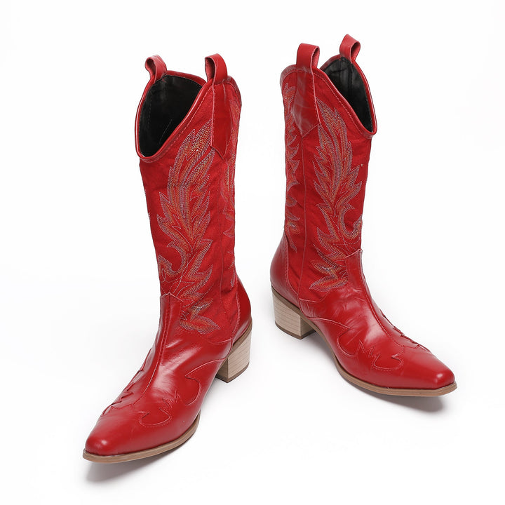 Crimson Suede High Boots #4011