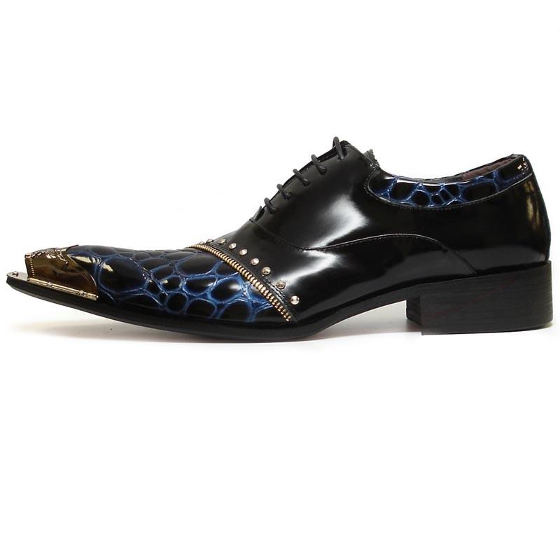 Dola Black Crocodile Dress Shoes #8052