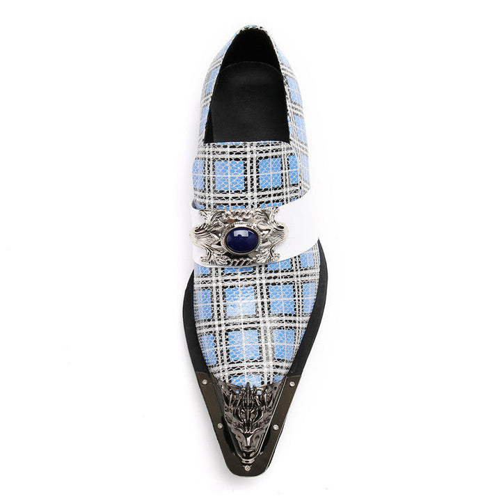 Dola The Repi Blue Check With Gem Dress Shoes #8088