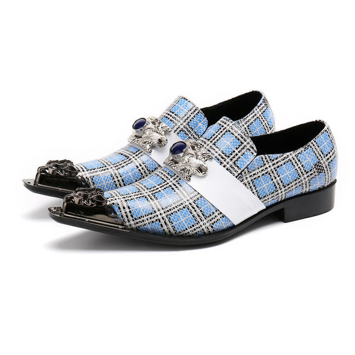 Dola The Repi Blue Check With Gem Dress Shoes #8088