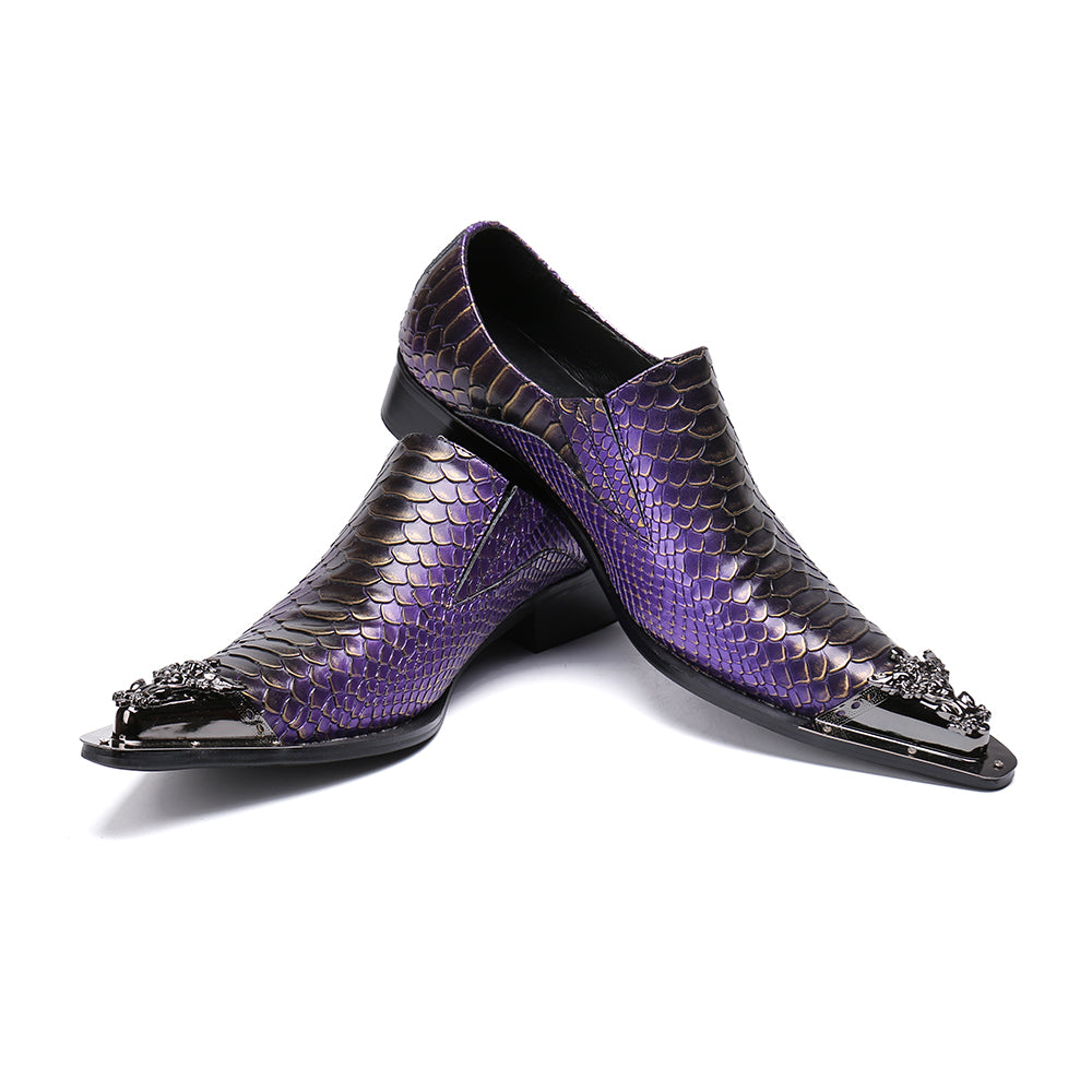 Dola  Purple Genuine Leather Dress Shoes #8030