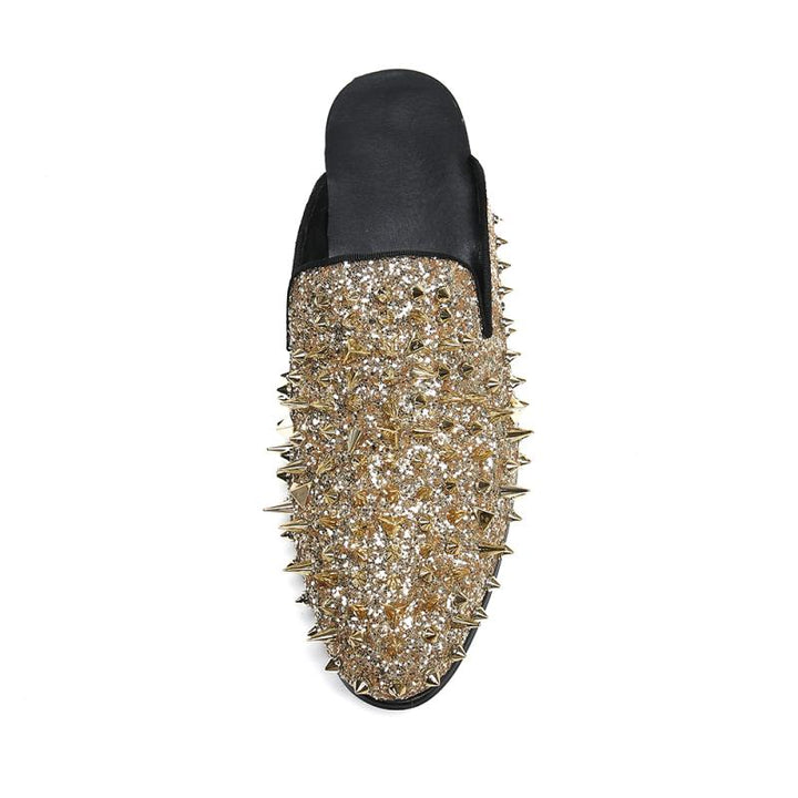 Dola  Golden Rivet Genuine Leather Slipper #8053