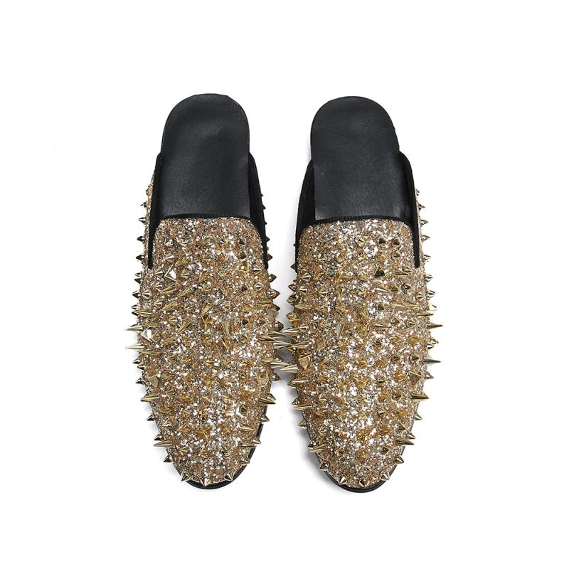 Dola  Golden Rivet Genuine Leather Slipper #8053