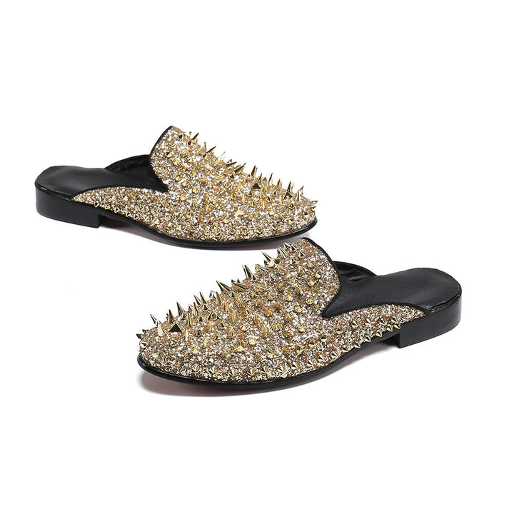 Dola  Golden Rivet Genuine Leather Slipper #8053