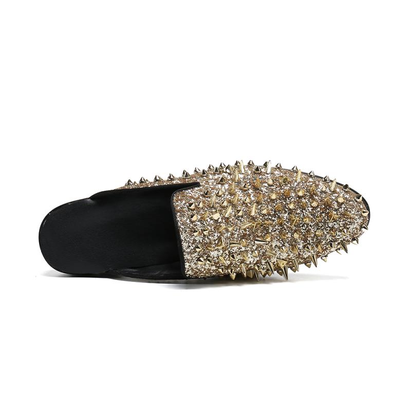 Dola  Golden Rivet Genuine Leather Slipper #8053