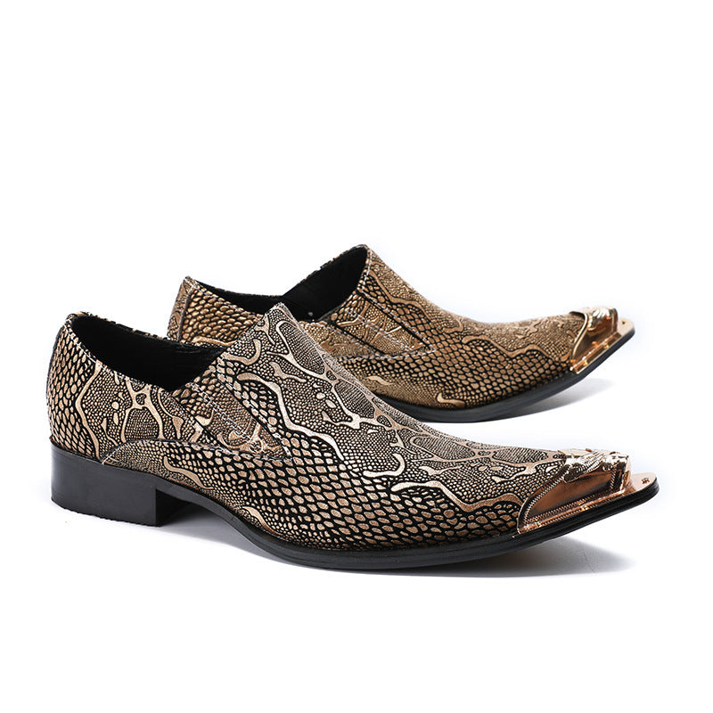 Dola  Italian Snake Golden Dress Shoes #8024