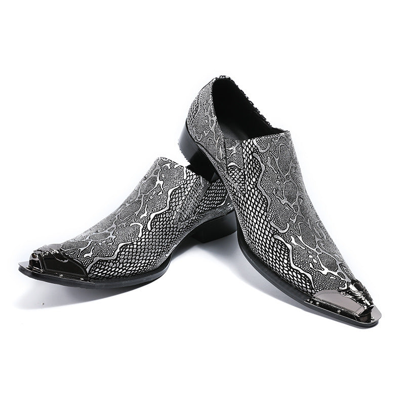 Dola  Italian Snake Silver Dress Shoes #8036