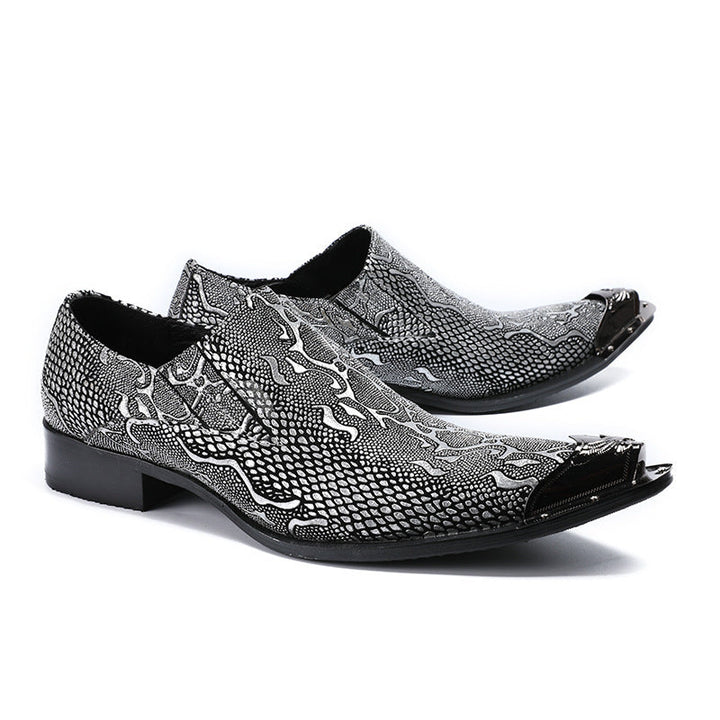 Dola  Italian Snake Silver Dress Shoes #8036