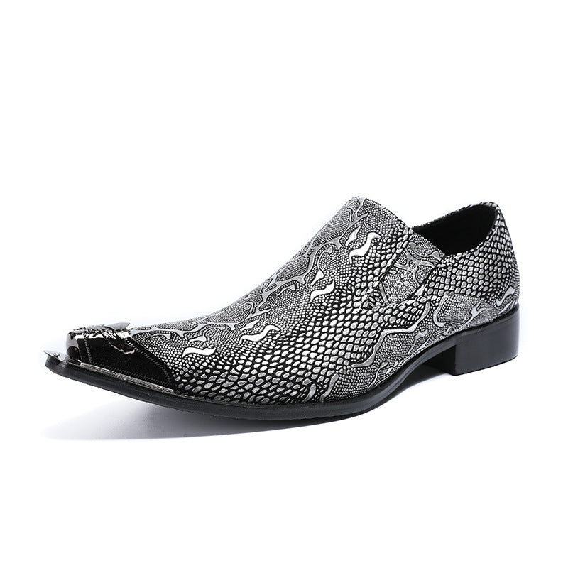 Dola  Italian Snake Silver Dress Shoes #8036