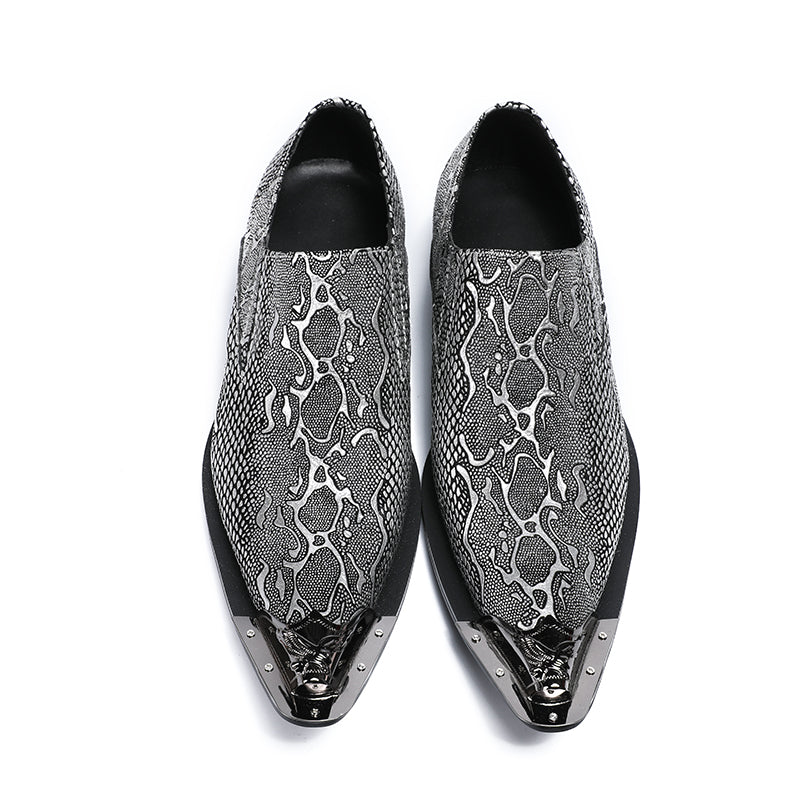 Dola  Italian Snake Silver Dress Shoes #8036