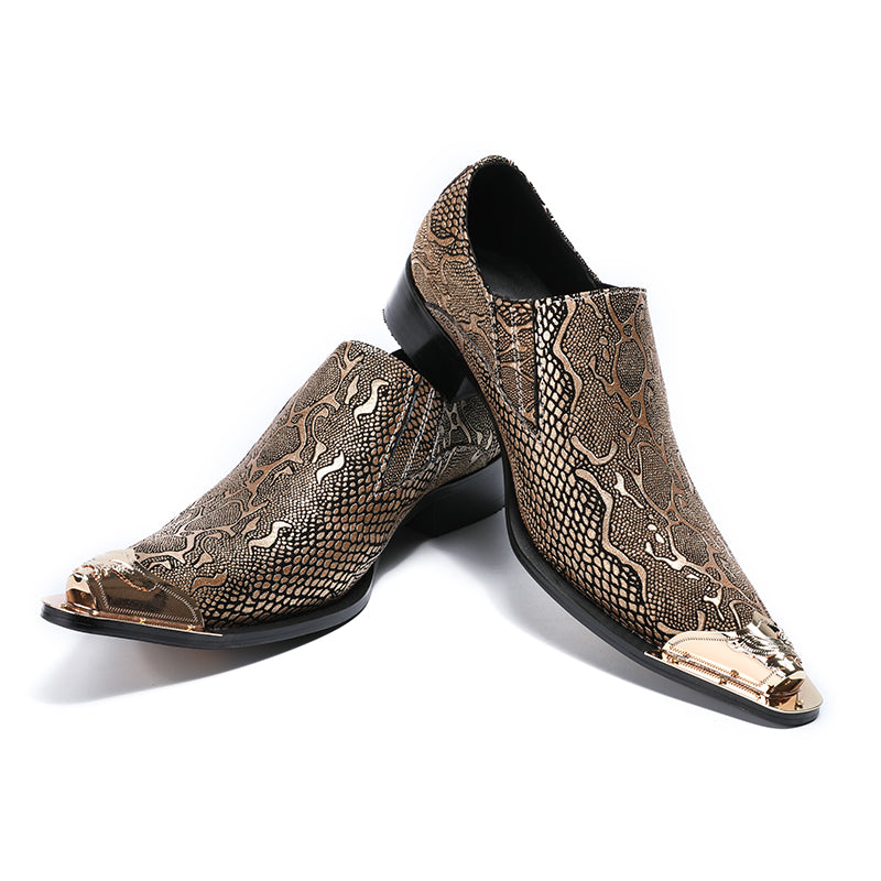 Dola  Italian Snake Golden Dress Shoes #8024