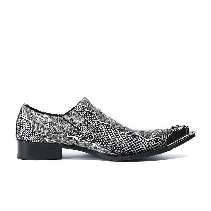 Dola  Italian Snake Silver Dress Shoes #8036