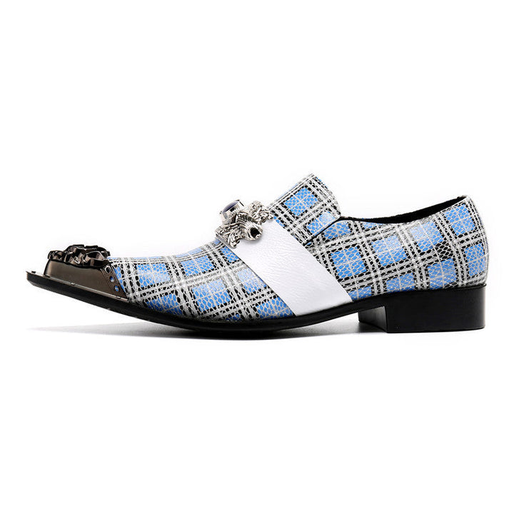 Dola The Repi Blue Check With Gem Dress Shoes #8088