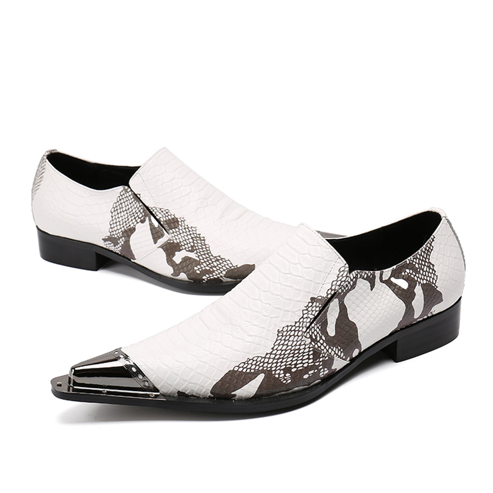 Dola  Print White Dress Shoes #8033