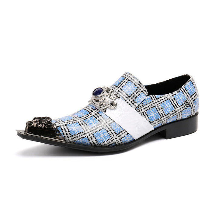 Dola The Repi Blue Check With Gem Dress Shoes #8088