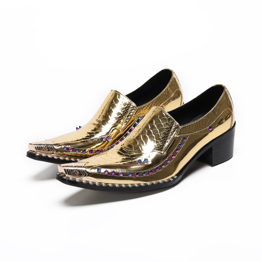 Men's Gold Crocodile Studded Loafers - #4178 | Dolashoes DolaShoes Men's Gold Crocodile Studded Loafers - #4178 | Dolashoes DolaShoes