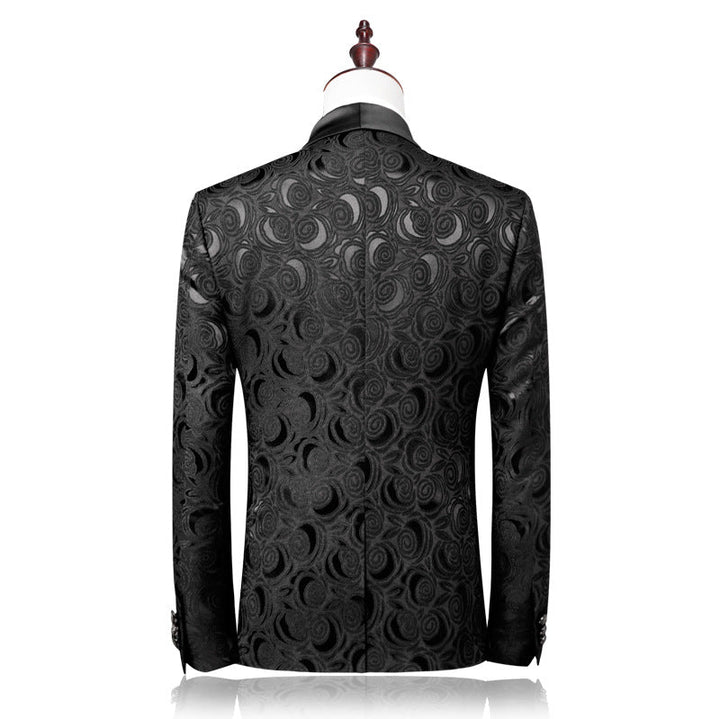 Embossed Classical Black Suit S8158