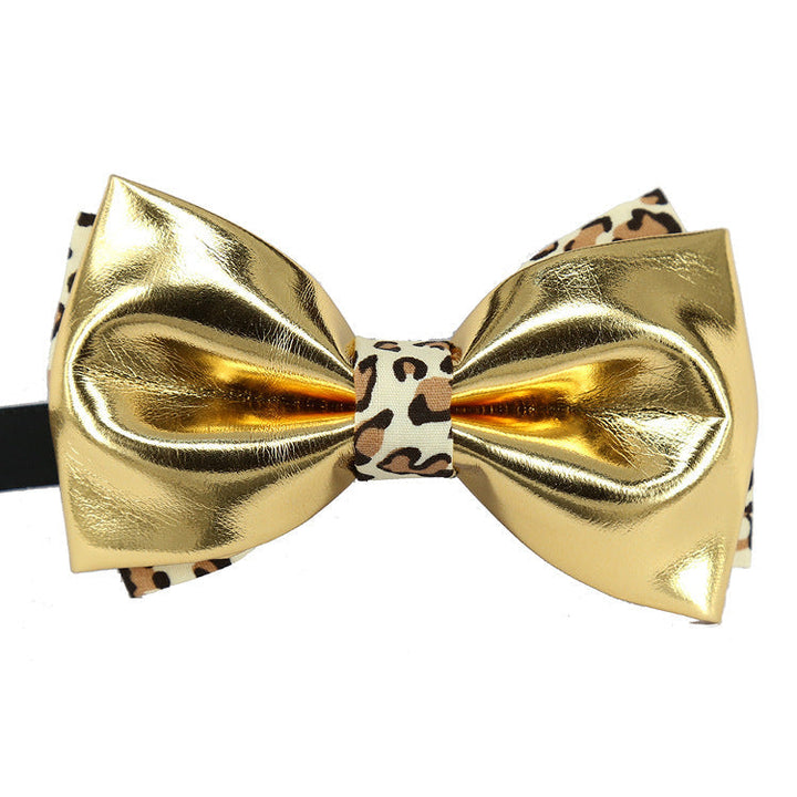 Leopard Print Gold Bow Tie T2003