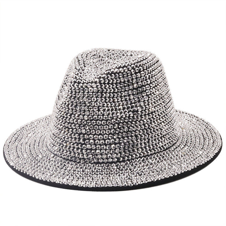 Sombrero de ala ancha con diamantes de imitación H9006
