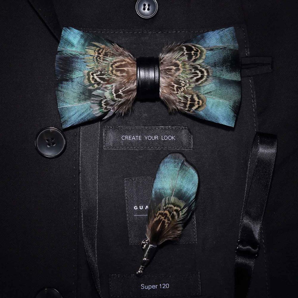 Italy Handmade Feather Bow Tie T1031