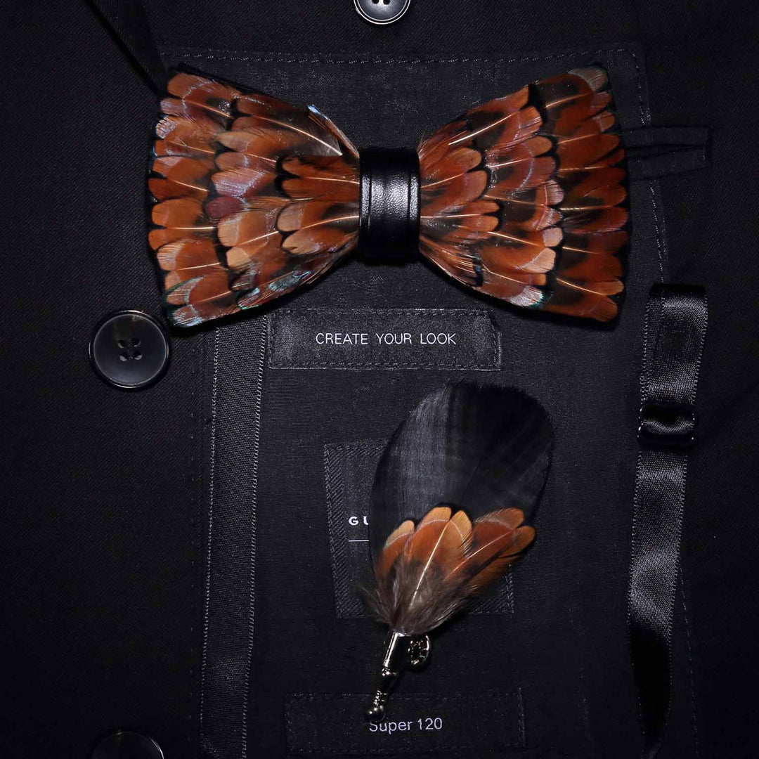 Italy Handmade Feather Bow Tie T1030