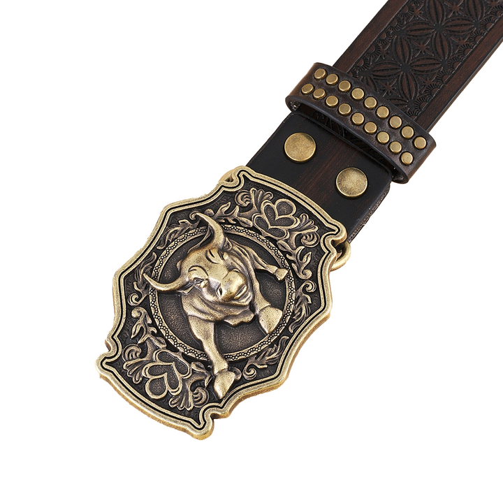 Cinturón de cuero con hebilla de vaquero occidental B5011