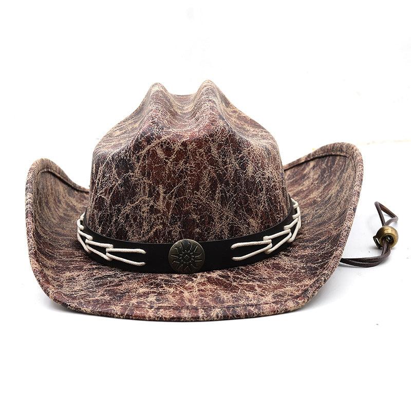 Sombrero de cuero de vaquero occidental H8039