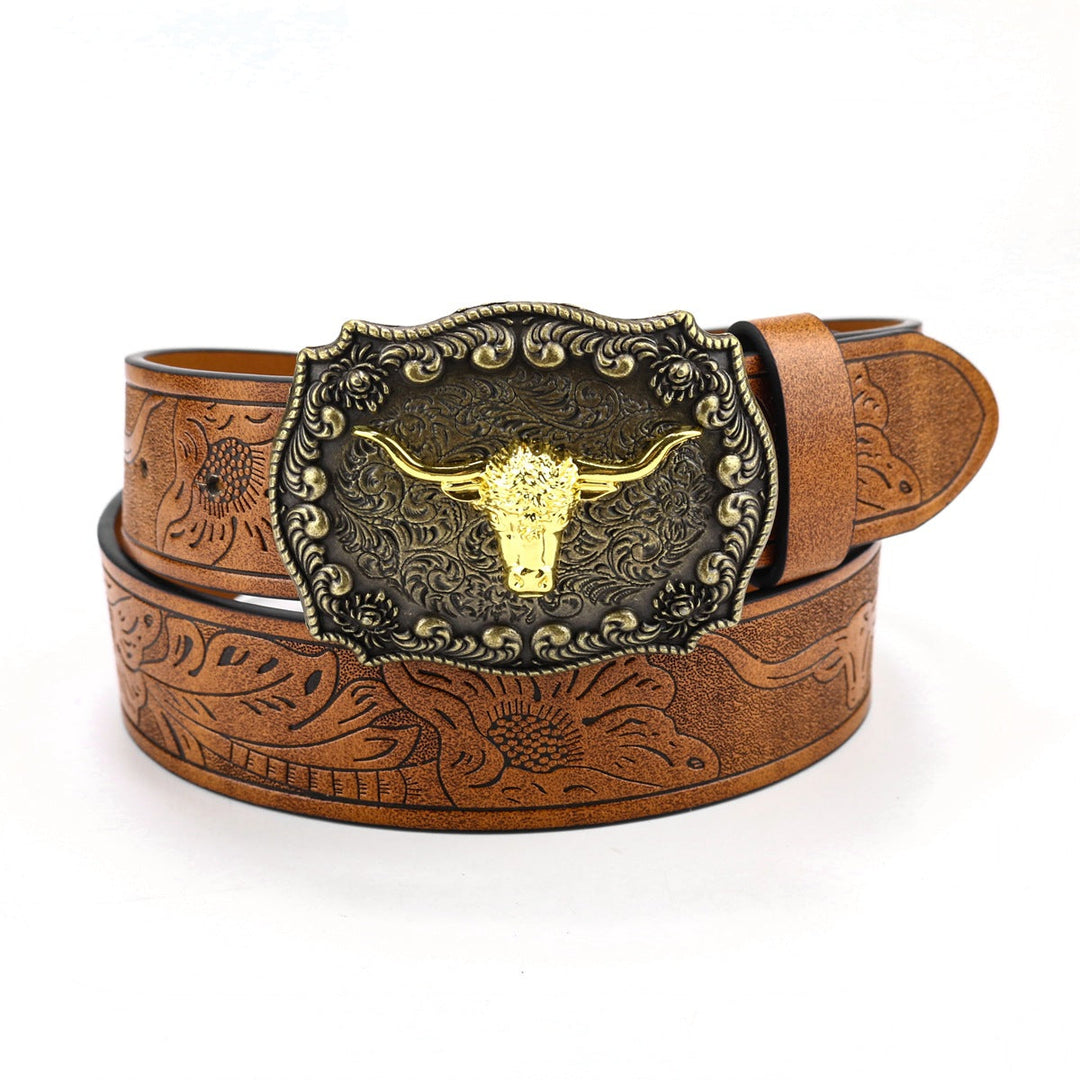 Western-Cowboy-Ledergürtel mit Schnalle B5003