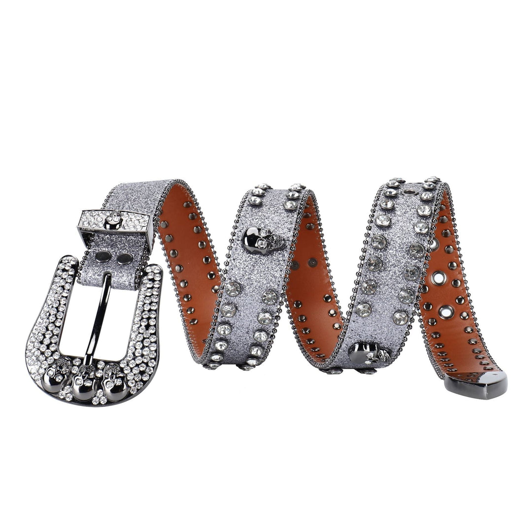 Cinturón punk con diamantes de imitación remachados B4024