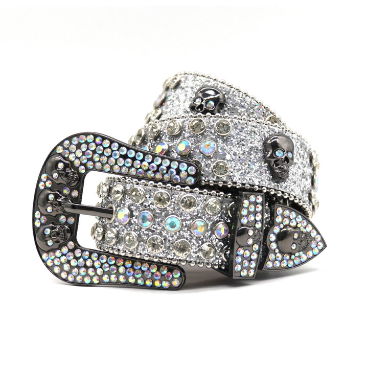 Cinturón punk con diamantes de imitación remachados B4028