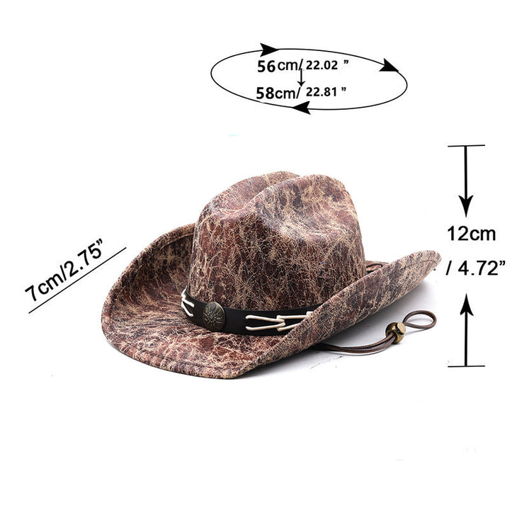 Sombrero de cuero de vaquero occidental H8039