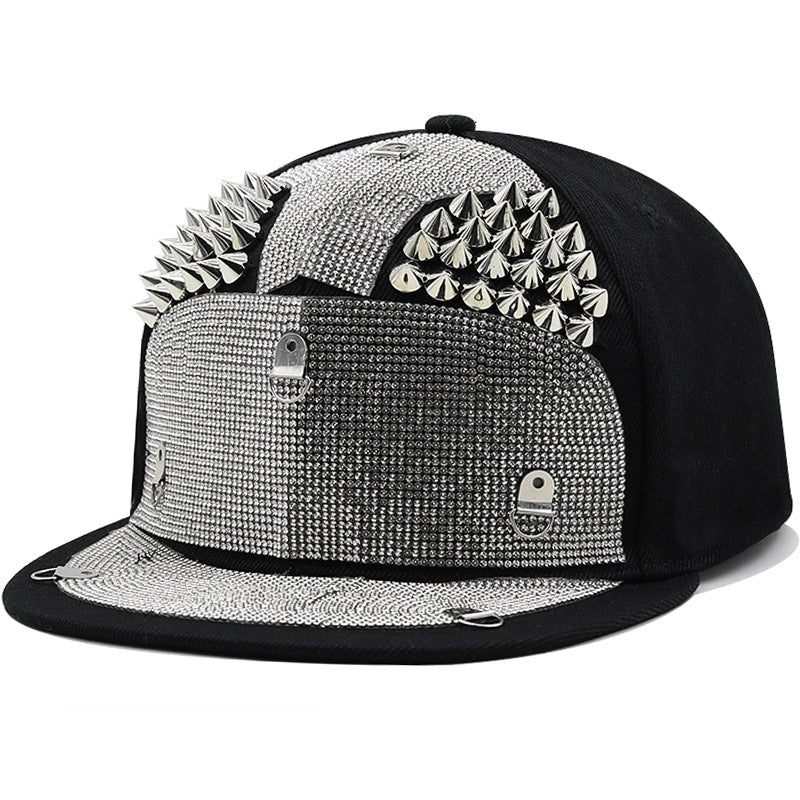 Gorra de béisbol punk con diamantes de imitación H7002
