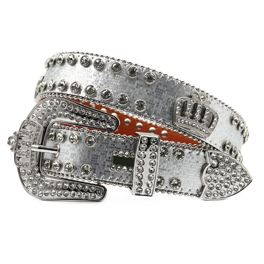 Cinturón punk con diamantes de imitación remachados B4044 