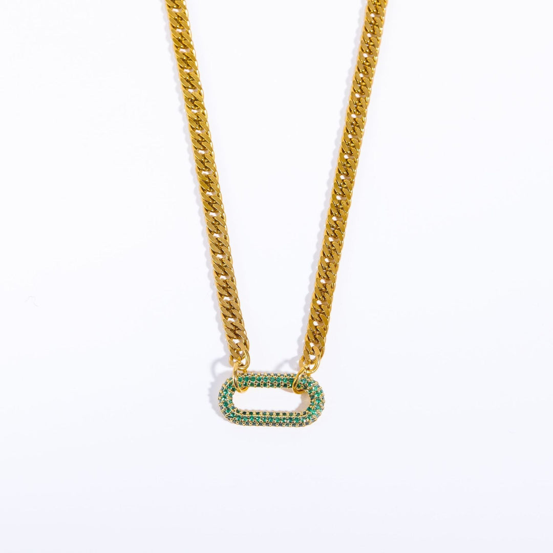 Inlaid Zircon Pendant Necklace A5029