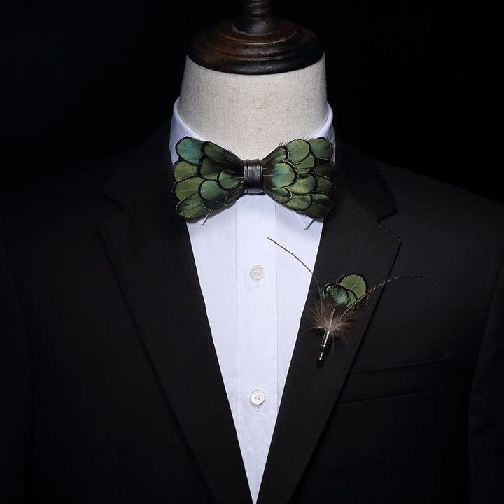 Natural Feather Bow Tie T1024