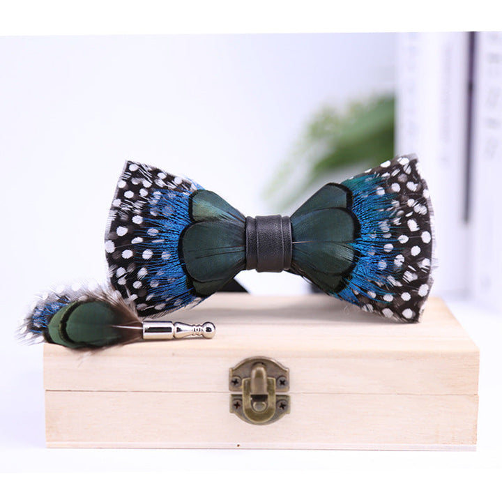 Italy Handmade Feather Bow Tie T1027