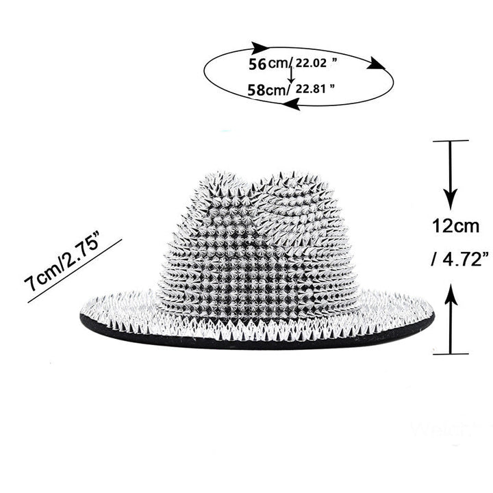 Sombrero de ala ancha con diamantes de imitación H9010