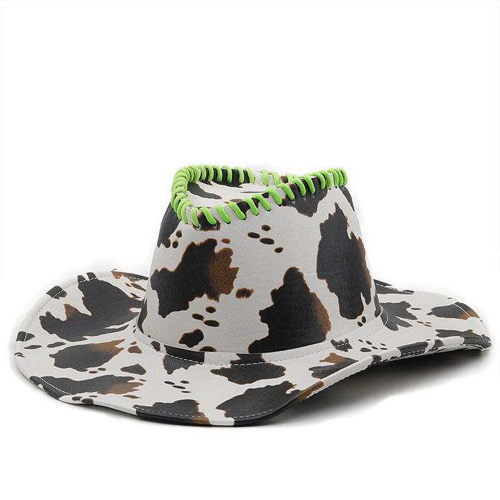 Sombrero de cuero de vaquero occidental estampado H8036
